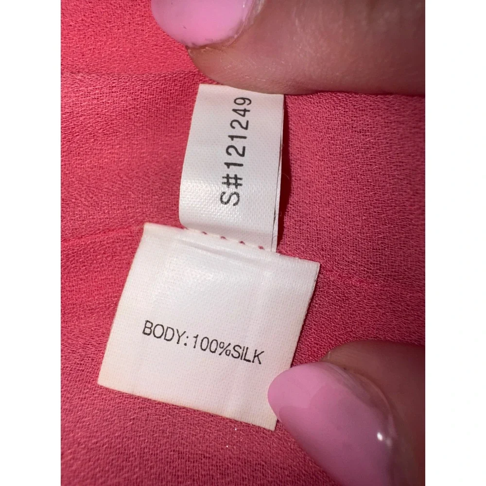 Kay Unger New York Pink Floral 100%Silk Ruffle Halter Maxi Dress Size 4 S#121249 - Picture 8 of 9